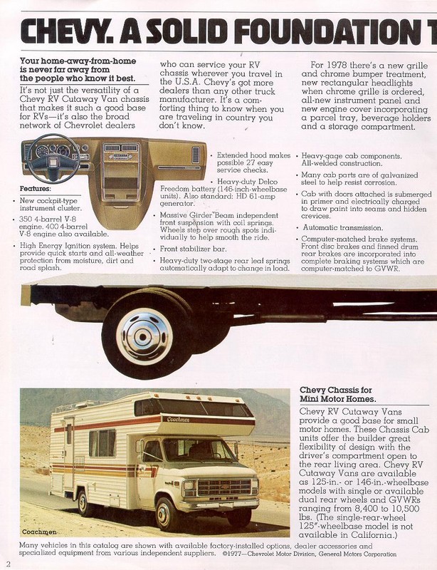 1978 Chevrolet Recreational Vehicles Brochure Page 8